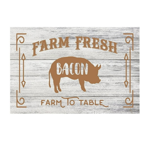 Round Pig Wood and Bright White Metal FARM FRESH BACON Plate Wall Decor Steel Wall Art Farmhouse Kitchen Wall Decor Round Pig Wood and Bright White Metal FARM FRESH BACON Plate Wall Decor Steel Wall Art Farmhouse Kitchen Wall Decor